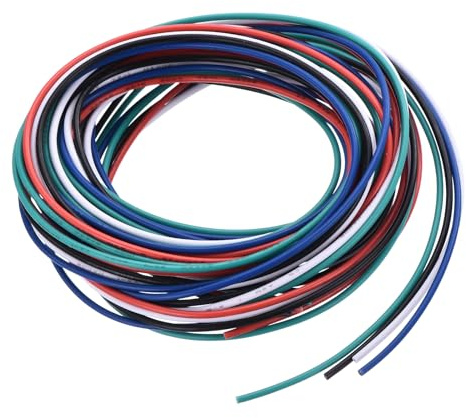 QUARKZMAN Calibro 24 Cavo Collegamento PVC 1,5m/5 Piedi 24AWG Filo Elettrico Flessibile UL1007 Trefoli Rame Stagnato 5 Colori 1,5mm Dia per Collegamenti Interni Aeromodelli