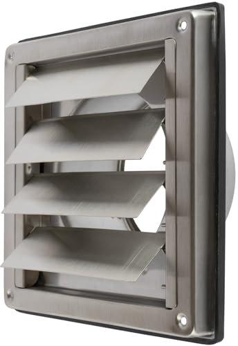 Repa Market 4 Inch / 100 mm Stainless Steel Exhaust Vent Cover with Gravity Shutter - Outdoor Louvre Wall Grille - Dryer Vent, Kitchen, Bathroom, Garage, Cooker Hood, Loft, Shed Ventilation Grill