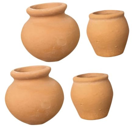 TINEASUR 4stücke Mini Terrakotta Töpfe Thumb Round Pflanzgefäße Für Sukkulenten Outdoor Tontöpfe Verschiedene Leicht Langlebig Minimalistisches Design Für Zimmer Und Garten