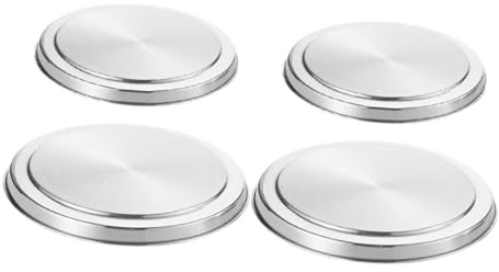 KOMBIUDA 4pezzi Coperture per Fornelli Elettrici in Acciaio Inox Rotonde per Protezione Fornello per Fornelli Gas Grandi Piccole Dimensioni Argento