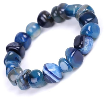Roter Achat Naturstein Armband für Damen Herren, 8-12mm Unregelmäßige Echtes Achat Edelstein Elastisch Armband, Handgefertigt Kristall Glücksarmband Schmuck mit Geschenk Box