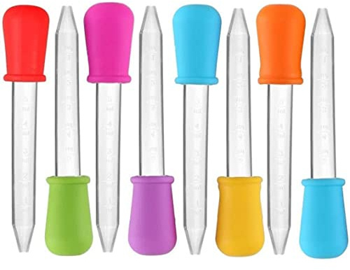 Conjunto de 8 goteros líquidos de silicona de 5 ml con punta de bombilla para niños..