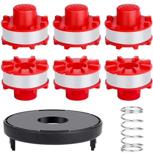 Bobina y Línea para Desbrozadora GE-CT 36/30 Li E Solo de Einhell, Bobina de Hilo de 6 Piezas Ø2mm-8m de Longitud 3405096 y Tapa de bobina TLE-01-1