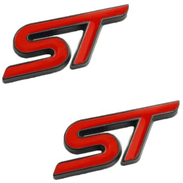 2 X Alliage 3D St calandre Logo,Chrome Voiture Emblème Autocollant,autocollants décoratifs en métal ST pour calandre avant de voiture,St de Coffre Emblème arrière Insigne d'aile de Coffre,badges 3D ST