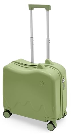 Charocean Maleta infantil para sentarse arriba, viaje para niños con barra de tracción y cerradura de contraseña, ruedas para niños de 3 a 6 años, 37 l, verde oliva, moderno