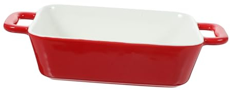 Hemobllo Plat à Tarte Rectangulaire en Céramique Léger Double Poignée, Facile à Ranger, pour Cuisson Four et Préparation de Desserts