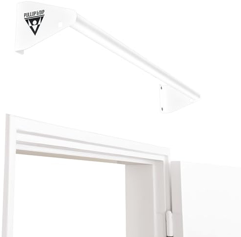 PULLUP & DIP Barra per trazioni da fissare sopra il telaio della porta – stabile per home gym, ideale per trazioni, chin-up, sollevamento gambe e anelli da ginnastica in acciaio.