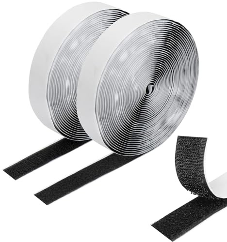 Feltro Adesivo Forte Biadesivo (20mm x 10m), Nastro autoadesivo extra forte, Per tessuto, parete, porta, metallo, vetro, Extra Forte Riutilizzabile, Nero