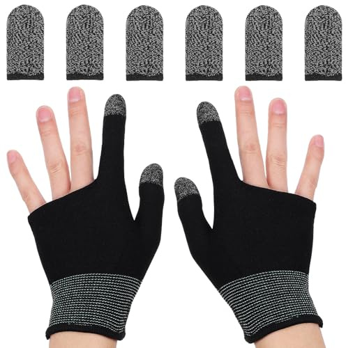 BATHVEVE Gaming Fingerhandschuhe mit Kupferfaser Atmungsaktive Zwei Finger Handschuhe Schweißableitend Elastisch für Touchscreen Handys Mobiles Gaming