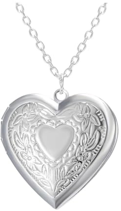 CLSSLVVBN Collier souvenir élégant avec cadre médaillon en forme de cœur pour des souvenirs photo et des cadeaux significatifs permettant de conserver, Cœur, 3x2.6 cm