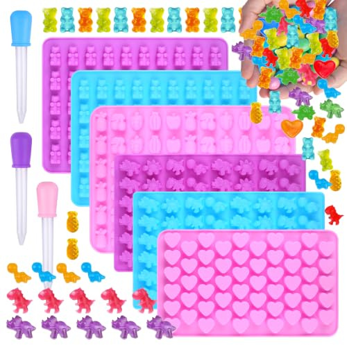 6 Stück Silicone Casting Moulds Set mit 3 Droppers GummibäRchen Form
