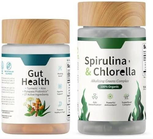 Gut Lipase & Spirulina Chlorella Bundle | Vegansk, icke-GMO | Stöder matsmältning, Detox, Energi & Immun hälsosamt