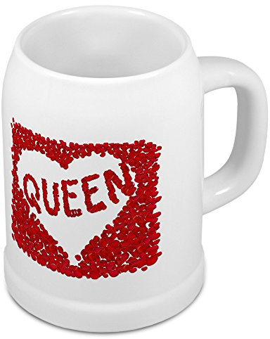 digital print Bierkrug mit Namen Queen - Motiv Rosenherz - Namenstasse, Becher, Maßkrug, Humpen