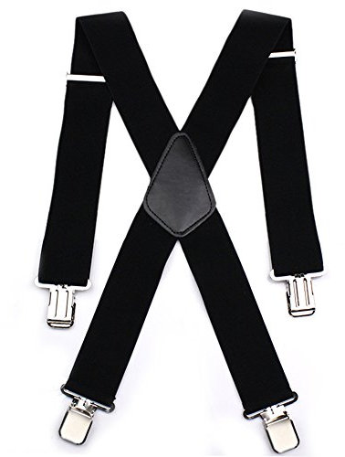 Aulola® Mens 50MM Wide Heavy Duty Adjustable Elasticated Motorcycle Trouser X Shape Trouser Braces - Strong Metal Clips