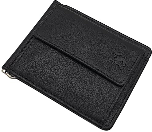 Rindleder Dollarclip Geldbörse Geldklammer mit RFID & NFC Schutz Schwarz | Geldbeutel, Portemonnaie, Geldtasche