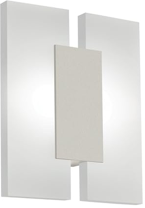 EGLO LED Wandleuchte Metrass 2, 2 flammige Deckenlampe, Wandlampe | Wandbeleuchtung für Innen aus Aluminium in Silber und satiniertem Kunststoff, Wohnzimmerlampe, LED Flurlampe warmweiß