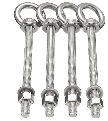 4 Stück M10 x 120MM 316 Edelstahl Ösenschraube Ringschraube Augenschraube