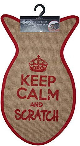 Wouapy – Kratzteppich für Katzen – Fischteppich aus Sisal – Kratzteppich – Design & Trend – Aufschrift Keep Calm and Scratch – praktisch & rutschfest – Rot