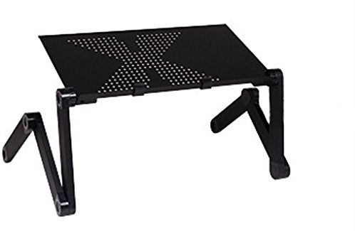 Moonlove Adjustable Metal Lapdesk Ergonomic Laptop Table Stand for Bed Couch Sofa Portable PC Standing Desk Tray Notebook Bed Holder With Foldable Legs for Laptop Up to 16 Inch, Black