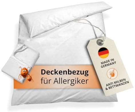 sleepling Allergiker Bettwäsche 135 x 200 cm, Milbenbezug, Evolon Encasing Bettdecke, milbenkotdicht, Hausstauballergiker, 95 Grad Kochfest, Made in Germany, weiß