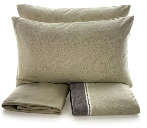 Mariella Bruni Completo Lenzuola in Pile Morbido e Caldo Plaid 2 Piazze Letto Matrimoniale Varie Fantasie (Sassi Oro)
