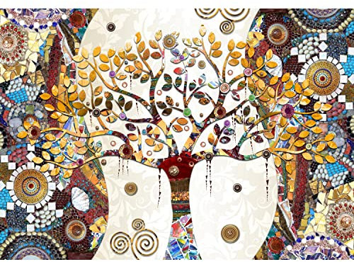 Runa Art Papier peint intissé 396 x 280 cm Gustav Klimt Arbre de Vie | Toison Décoration Murale Salon Chambre á Coucherr | Fabrication Allemande | jaune 9219012a