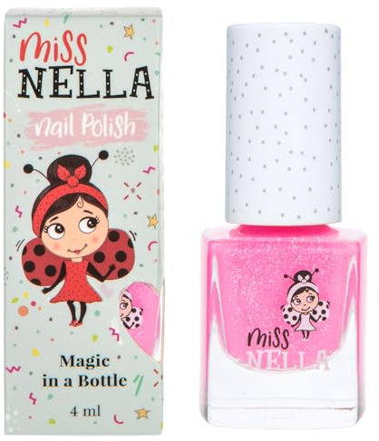 Miss Nella MARSHMALLOW OVERLOAD abziehbarer Nagellack speziell für Kinder, coral Glitzer, Peel-Off-Formel, ungiftig, wasserbasiert und geruchsneutral