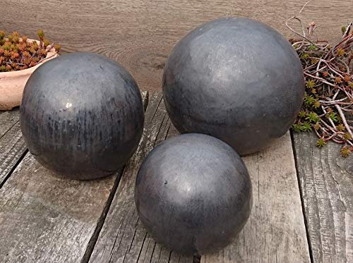 terracotta-toepfe-de B-Ware ! Kugel ca. 36 cm aus Steinzeug Keramik- anthrazit glasiert Deko Garten