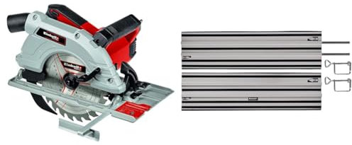 Einhell 4331005 TE-CS 190/1 Handkreissäge, Rot, Schwarz + Führungsschiene (passend für alle Einhell Akku-Handkreissägen und Einhell Expert-Handkreissägen, 2x1000 mm, für Schnitte von 45° bis 90°)