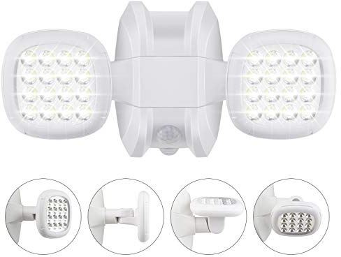 HONWELL LED Außen Sicherheitsbeleuchtung, Wasserdicht IP65 Drahtlose Sicherheitslicht 600 Lumen Bewegungsmelder Aussen Batterie Aussenstrahler Wandleuchte Sicherheitslicht für Garten,Weiß