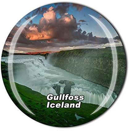Gullfoss Wasserfall Reykjavik Island Kühlschrankmagnet Reise-Souvenir Geschenk Home Küche Dekoration Magnetaufkleber Kristall Kühlschrankmagnet Kollektion