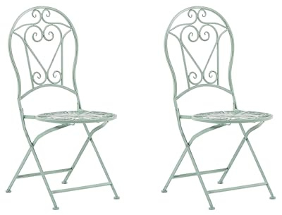 Trädgårdsstol 2 st Grön Metall Vintage Eleganta Stolar Albinia