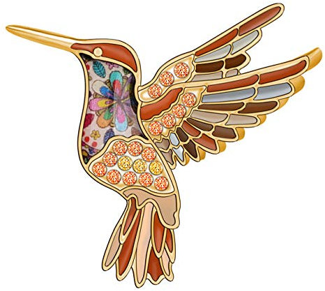 NEWEI Antique Or Colibri Broche Épingles Strass Oiseaux Broche Bijoux Pour Les Femme Filles (Marron)