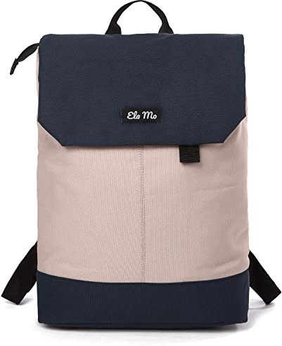 Ela Mo Rucksack Damen - Daypack schön u. durchdacht - Laptop Rucksäcke für Frauen - Anti Diebstahl Tasche für Schule, Uni, Business (Pink & Blue)