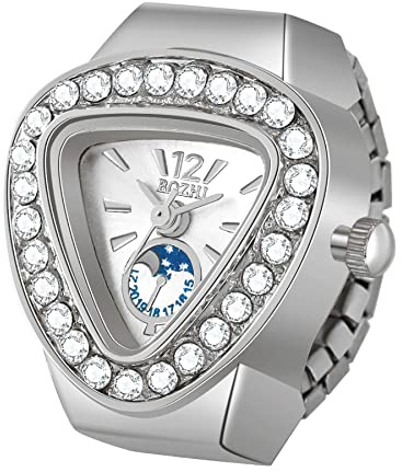 Ringuhr Avaner Fingeruhr mit rundes Farbzifferblatt Einfach Rund Fingerring Uhr Analog Quarz Elastisch Ring Uhr Uhrenring für Herren Damen