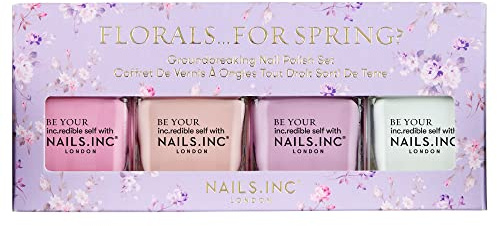 Nails Inc Be Your Inc.redible Self Florals For Spring Nail Polish Set, Peony Extract, Floral Inspired, Pastel Colours, Spring Shades, Vibrant, Long Lasting, Cruelty Free, Vegan, 4 Piece Set
