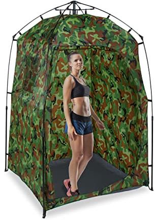 Relaxdays Tente de Douche, Cabine Haute XXL Fonction Pop-up, HxLxP: 228x140x140 cm, étanche, Pliable, Camouflage, Vert