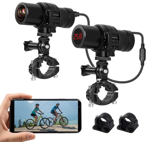 VSYSTO Bike Dash Cam, HD 2K Cycling Camera, 170° Wide Angle WiFi Waterproof Helmet Camera, Bike DVR Video Recorder with Power Supply, Night Vision, Brackets, G-Sensor