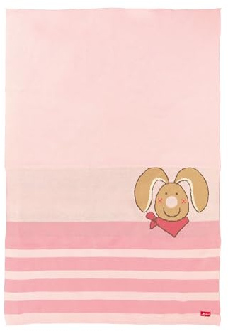 Sigikid Strickdecke Häschen DubbiDuu, Babydecke für Wiege Stubenwagen Babyschale Kinderwagen oder als Krabbeldecke aus 100% Baumwolle, Babys und Kinder, Art.-Nr. 39595, rosa, 70x100x1 cm