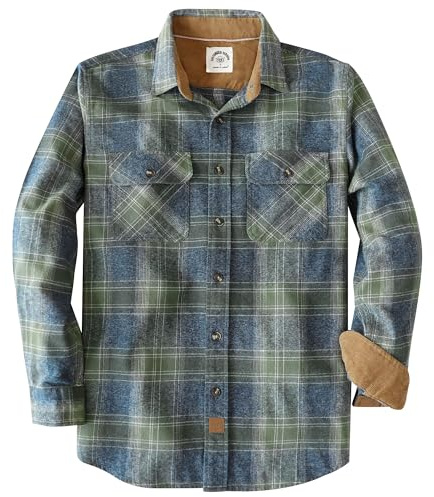 Dubinik® Flanellskjorta för män, långärmad, med knäppning, rutig, helt i bomull, mjuk borstad flanellskjorta för män, vardaglig skjorta, XL