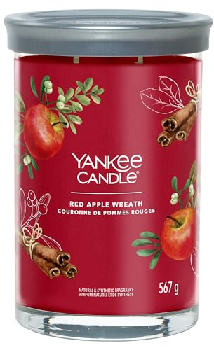 Yankee Candle Signature Duftkerze | Roter Apfelkranz | Große Kerze im Glas mit Doppeldochten | Sojawachsmischung | Langbrennende Kerze