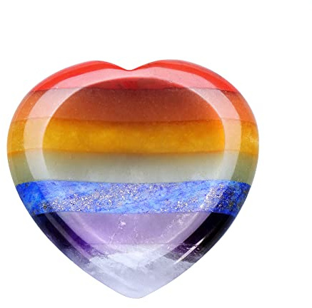 CrystalTears 7 Chakren Handschmeichler Herzform Konkav Edelstein Palm Stein Reiki Healing Chakra Steine Worry Stone Kristall Holistic Balancing Stress Abbauen