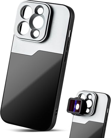 MOJOGEAR Boîtier d'Objectif 17mm pour iPhone 14 - Filetage pour Objectif Macro, Téléobjectif, Lentille Anamorphotique ou Adaptateur DOF - Boîtier Solide - Noir/Gris
