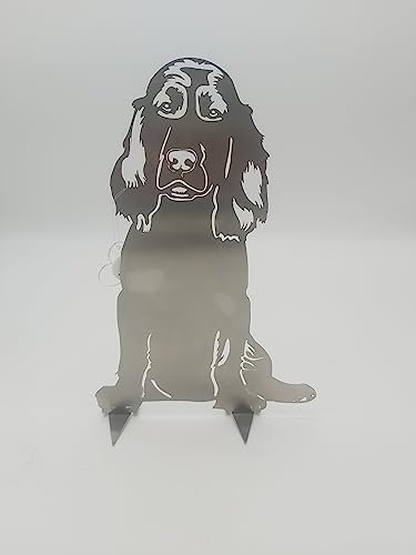 ARTTEC Design Cocker Spaniel/Hund aus Edelstahl - Maße ca. B 19 x H 29 cm-hochwertige Gartendeko aus Metall - Edelstahldeko für Garten, Balkon & Terasse - Metall Gartenstecker - Made in Germany
