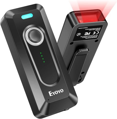 Eyoyo 2D Bluetooth Barcode Scanner, Douchette Lecteur Code Barre sans Fil 1D QR pour iPhone iPad, iOS, Android, PC Tablettes POS