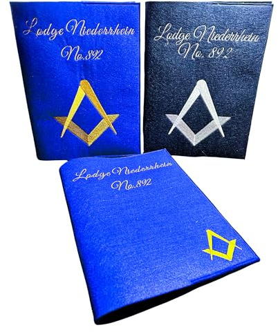 Freimaurer Dokumentenmappe aus Filz – personalisiert mit Zirkel & Wunschtext – A4 Mappe inkl. Sichtbuch – Logen-Dokumente – Freemason Lodge Geschenk – Square Compass