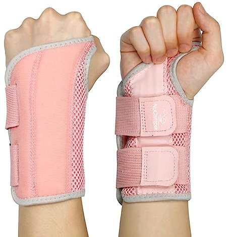 NuCamper Andningsbart handledsstöd handledsbandage med metallskenstabilisator män och kvinnor handledsbandage, justerbar handledsskena, Ergonomiskt, för artrit, seninflammation, stuknin
