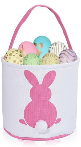 Zkaoai Osterkörbchen Mit Henkel, Osterhasen Taschen Kinder, Ostern Tragetasche, Osterhasenkörbe, Osterkorb Kinder, Osternester zum Befüllen, Oster Geschenktüten für Kinder Ei Jagd Party Dekoration