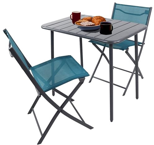 VCM Gartenmöbel-Set 80x55x79 cm 3-TLG Metall Sitzgruppe Essgruppe