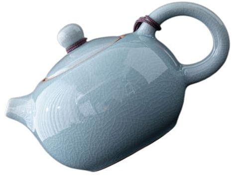 KICHOUSE Chinese Style Porcelain Teapot Crackle Glaze Handmade Ceramic Tea Kettle for Loose Leaf Tea for Home and Tearoom Brewing